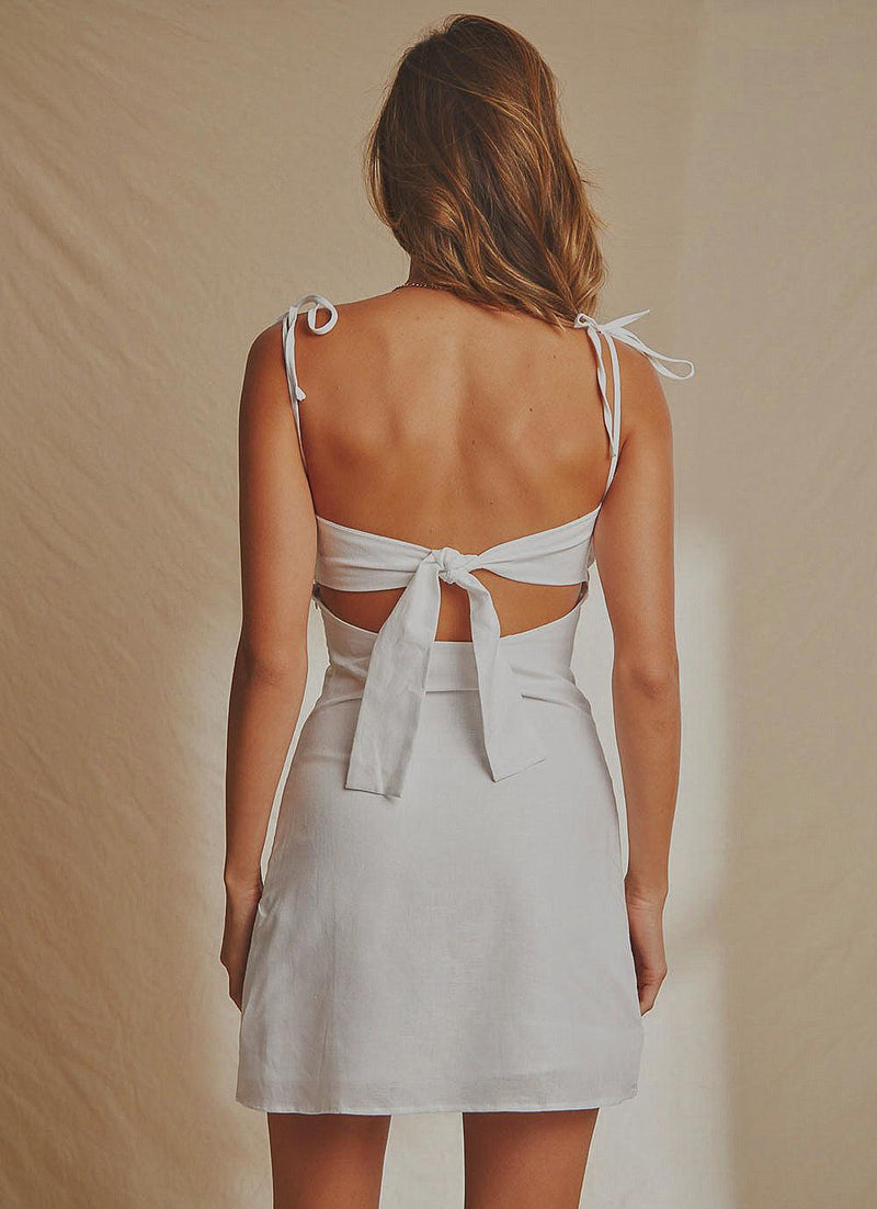 Style File Linen Mini Dress - White ...